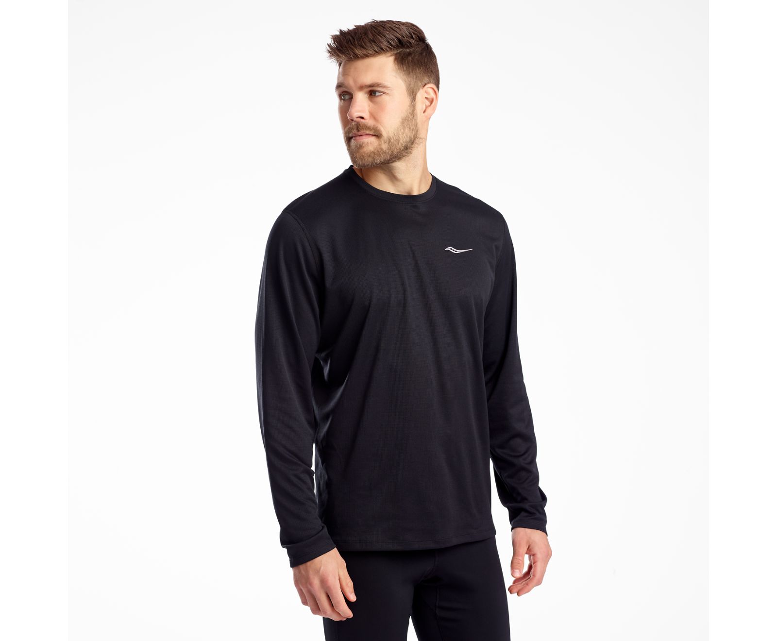 Men\'s Saucony Stopwatch Long Sleeve Shirts Black | Singapore 632ILHS